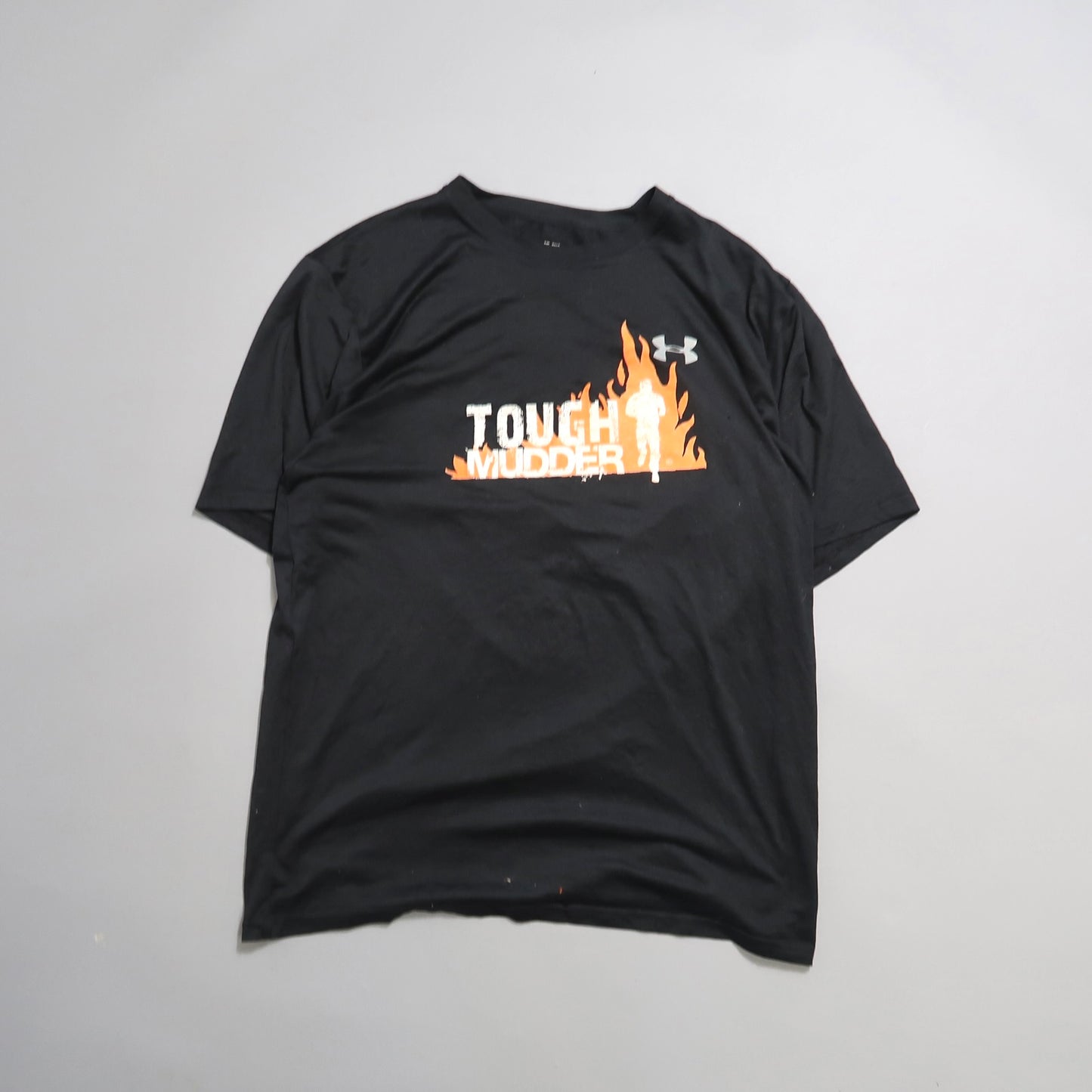 Black nullTough Muddernull t-shirt with flame design and Under Armour logo.