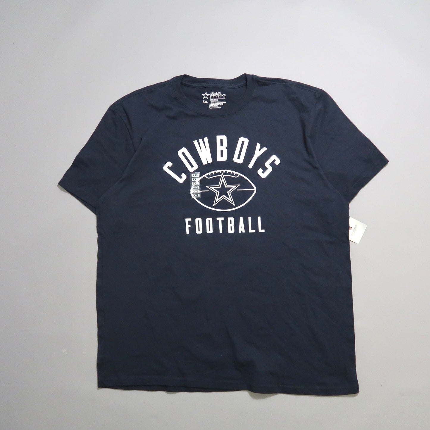 Navy blue Cowboys football T-shirt with logo and text.