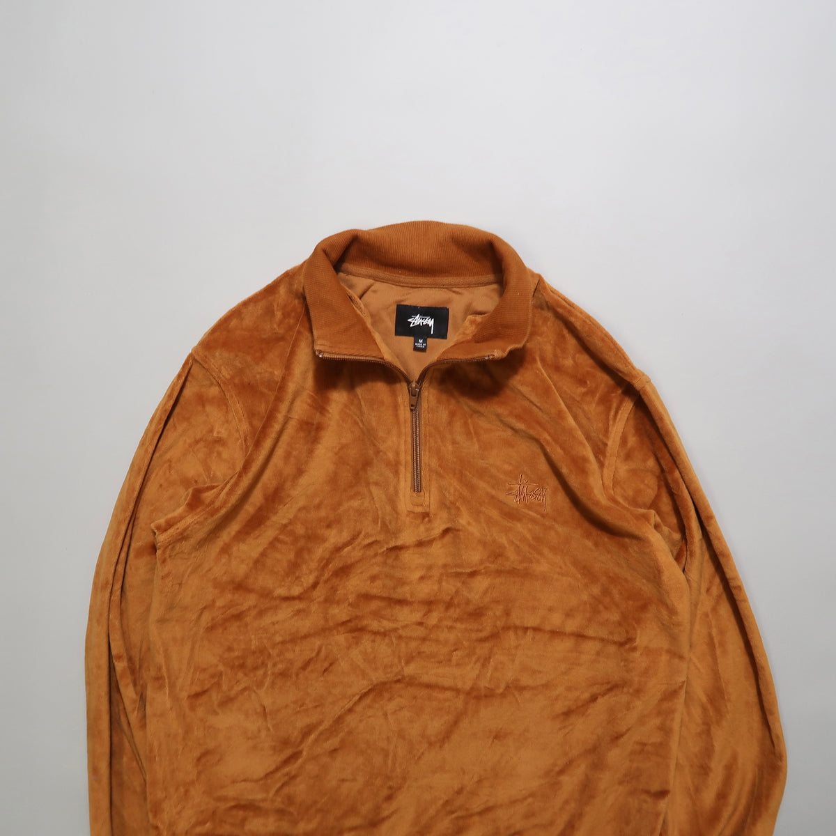 Stussy велур дуксер со ¼ патент