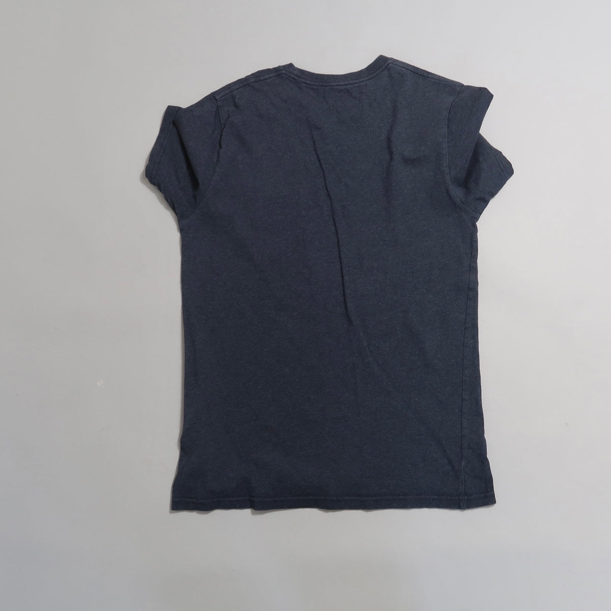 Back view of a plain dark gray short-sleeve t-shirt.