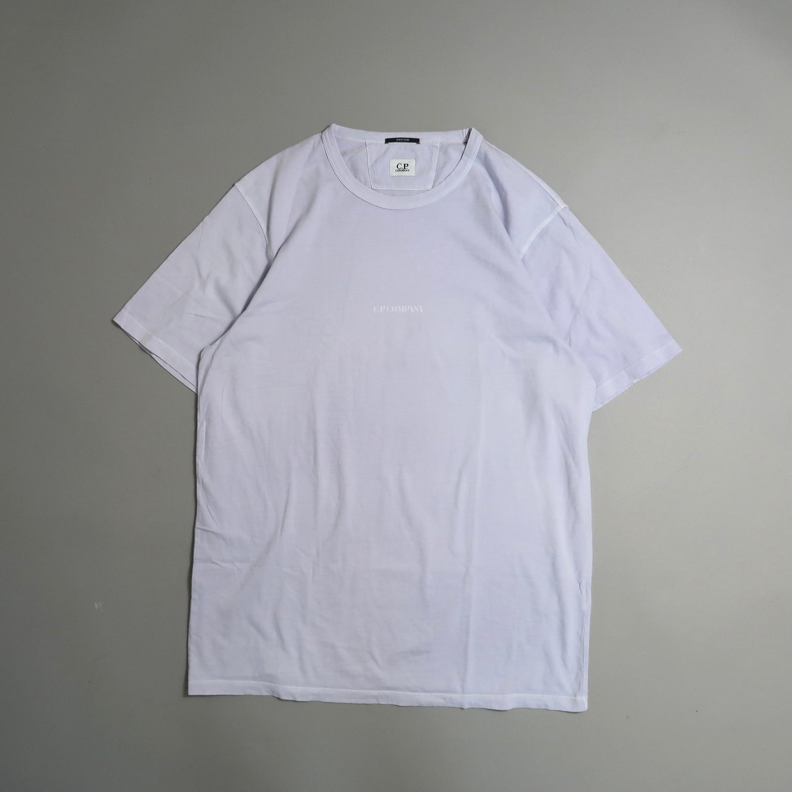 White short-sleeve T-shirt with subtle logo on chest.