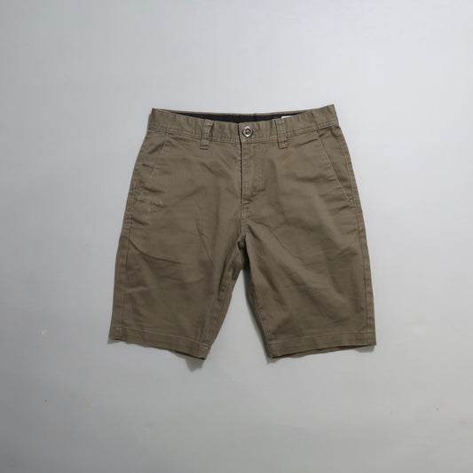 Khaki-colored shorts on a plain white background.