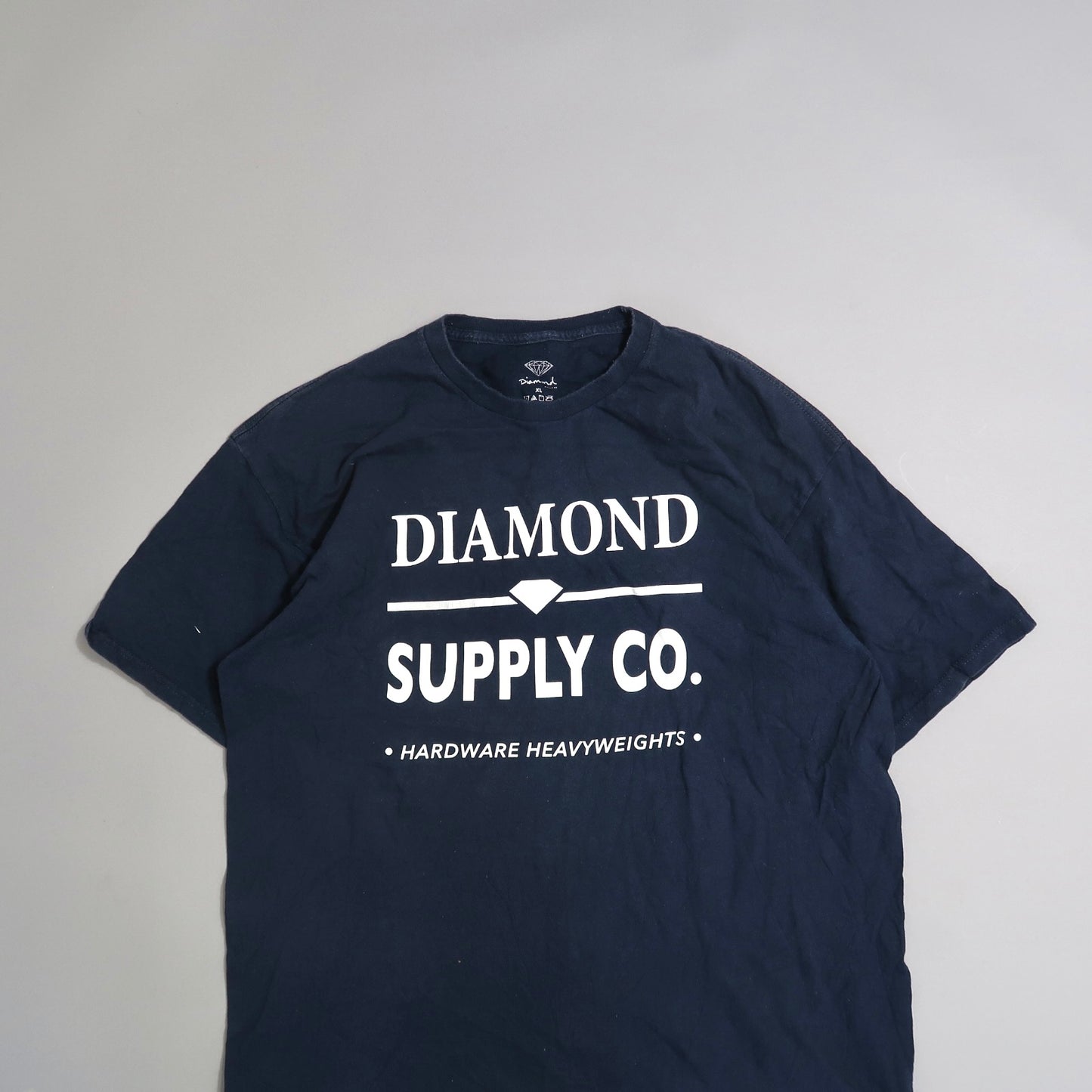 Navy t-shirt with nullDiamond Supply Co. Hardware Heavyweightsnull text.