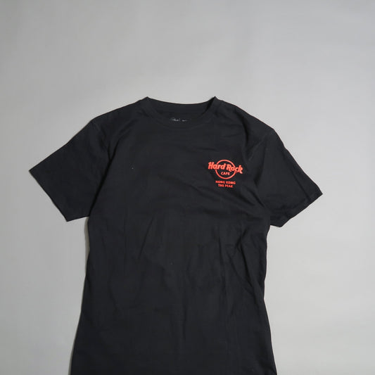 Black T-shirt with red Hard Rock Cafe logo and text.