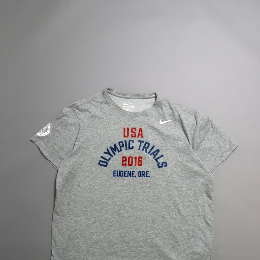 Gray nullUSA Olympic Trials 2016, Eugene, Ore.null T-shirt on gray background.