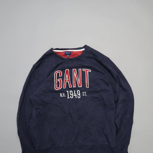 Navy GANT sweatshirt with red and white lettering, nullN.H. 1949 C.T.null