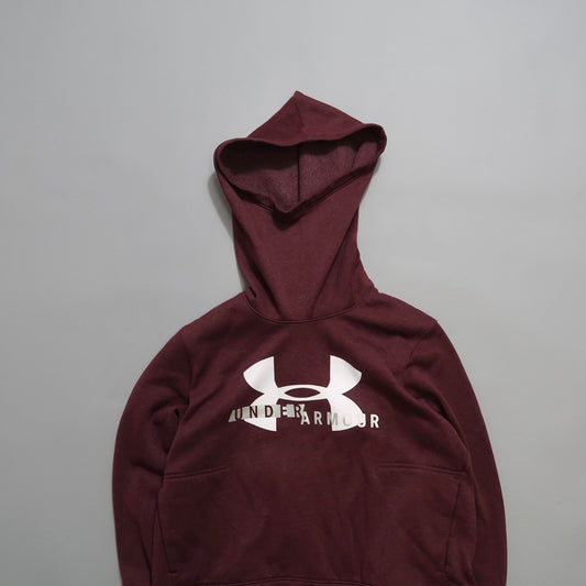Maroon hoodie with Under Armour logo on the chest.