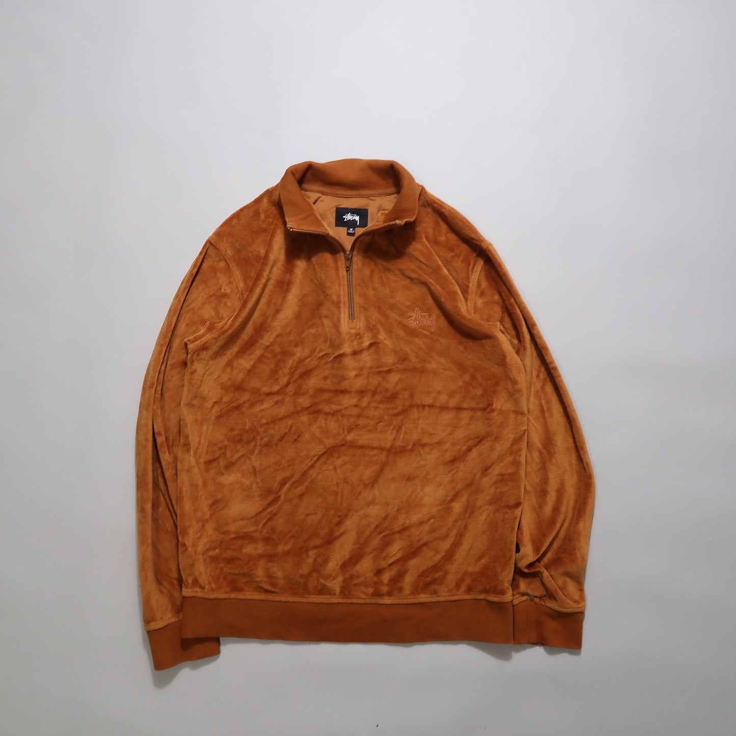 Stussy velour 1/4 zip sweater