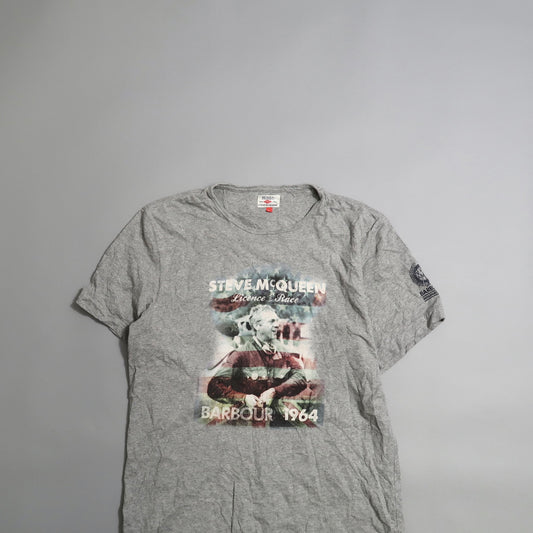 Gray T-shirt with Steve McQueen print, nullBarbour 1964.null