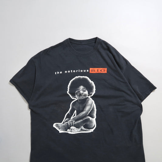 Black T-shirt featuring a baby and nullthe notorious B.I.Gnull text.